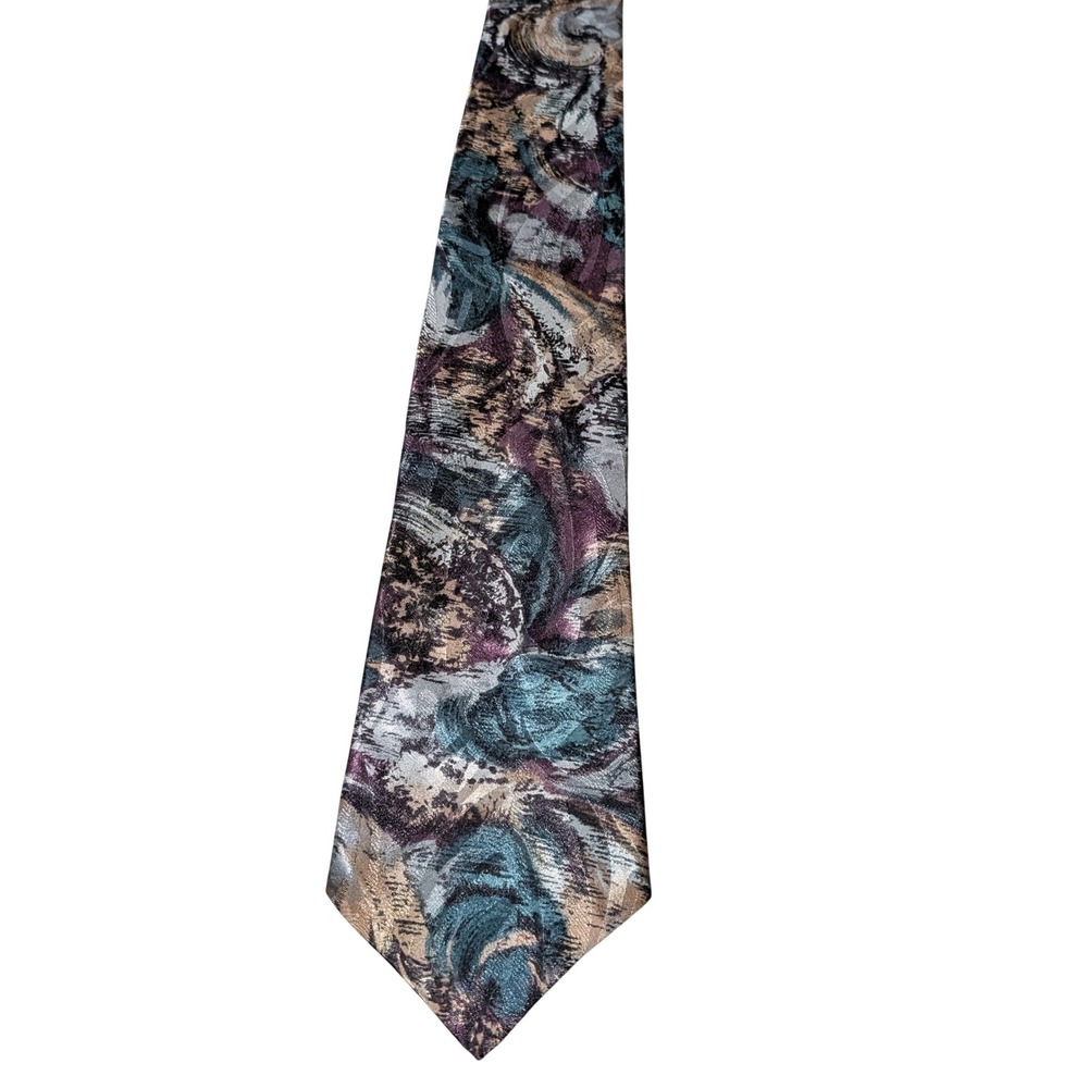 Haggar Necktie Mens Multicolor Abstract Swirl Classic Woven Polyester USA